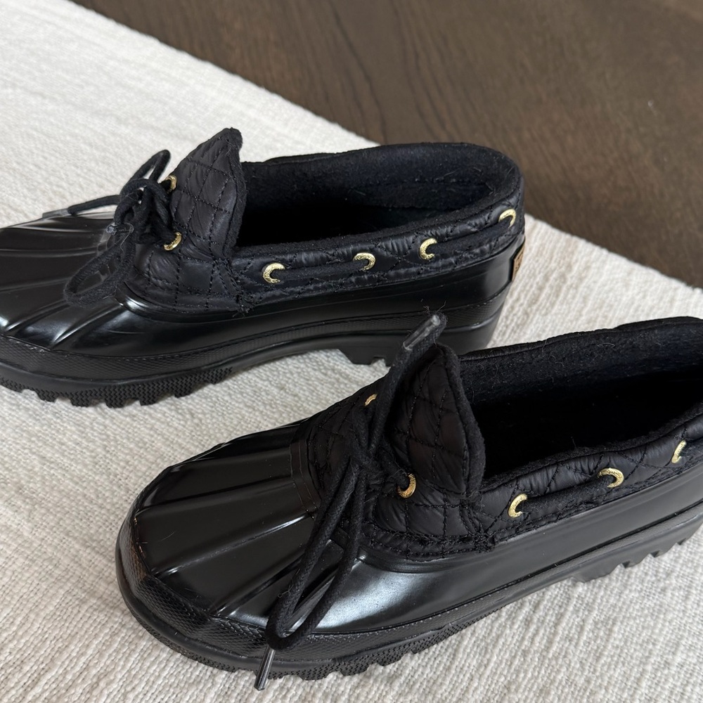 Sperry Top-Sider Black Quilted Duck Boots Waterproof Fleece Lined Women’s 5 1/2